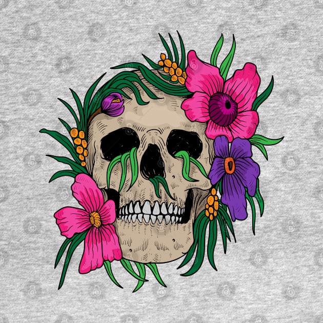 Woman Skull Flower by Mako Design 